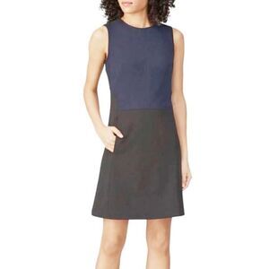 KF/KaufmanFranco Collective Black Blue Colorblock A-Line Mini Dress Size 4